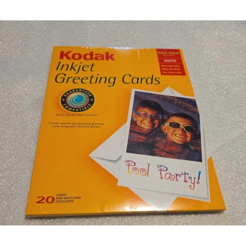 Kodak Inkjet Greeting Cards Matte Half-Fold 20 Count with Envelopes GCP-501